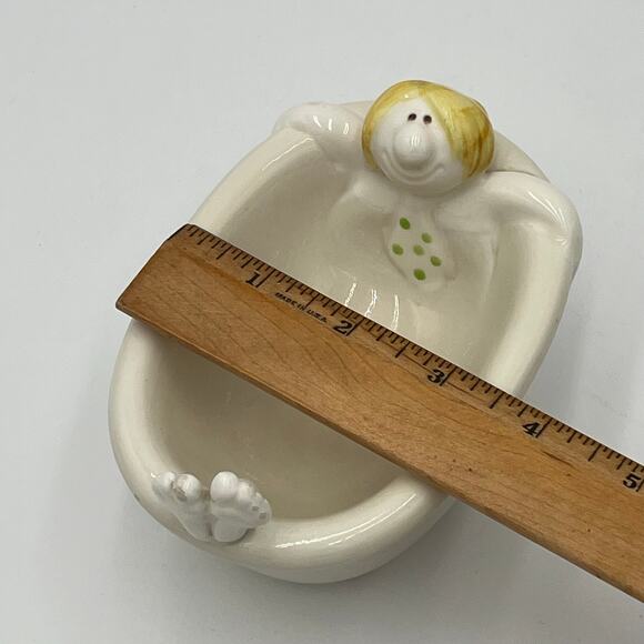 Vintage 1975 Fitz & Floyd DOWN THE DRAIN Soap Dish Man in Tub 5" - Picture 9 of 11